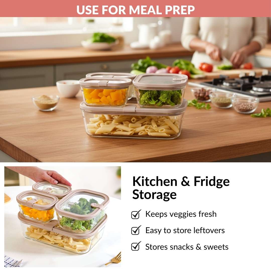 Vento Storage Container With Airtight Silicone Lid Set Of 4 370ml 930ml 2500ml Brown - Image 10