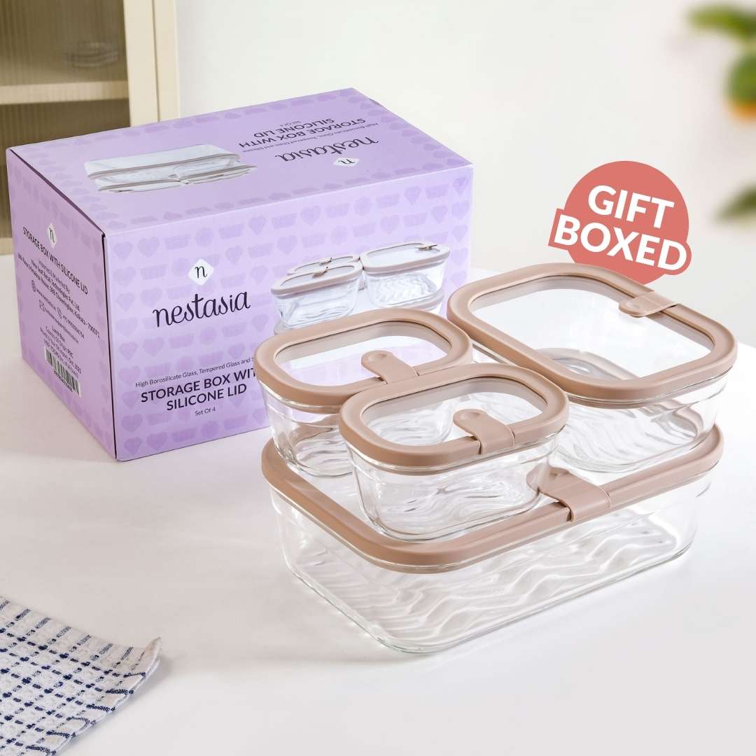 Vento Storage Container With Airtight Silicone Lid Set Of 4 370ml 930ml 2500ml Brown - Image 11