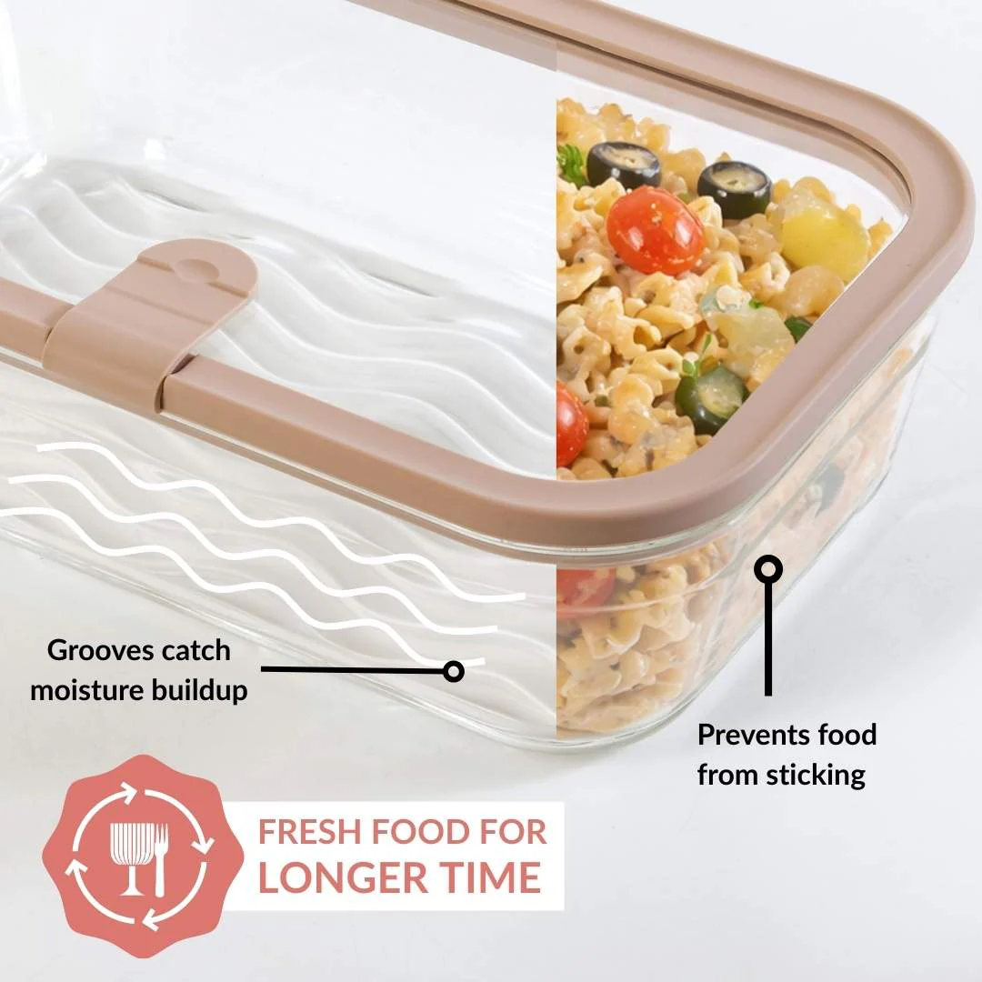Vento Storage Container With Airtight Silicone Lid Set Of 4 370ml 930ml 2500ml Brown - Image 2