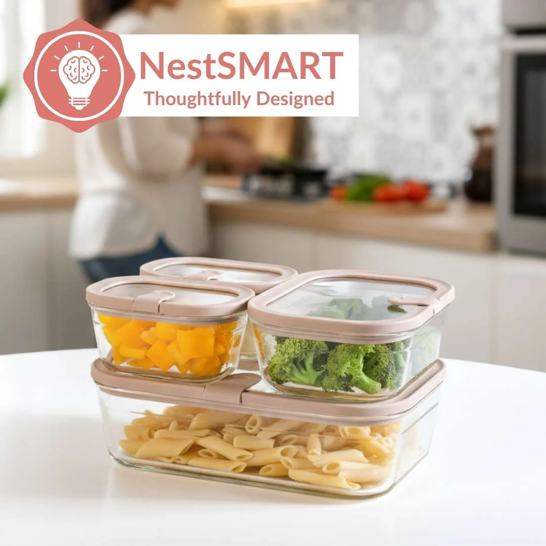 Vento Storage Container With Airtight Silicone Lid Set Of 4 370ml 930ml 2500ml Brown - Image 6