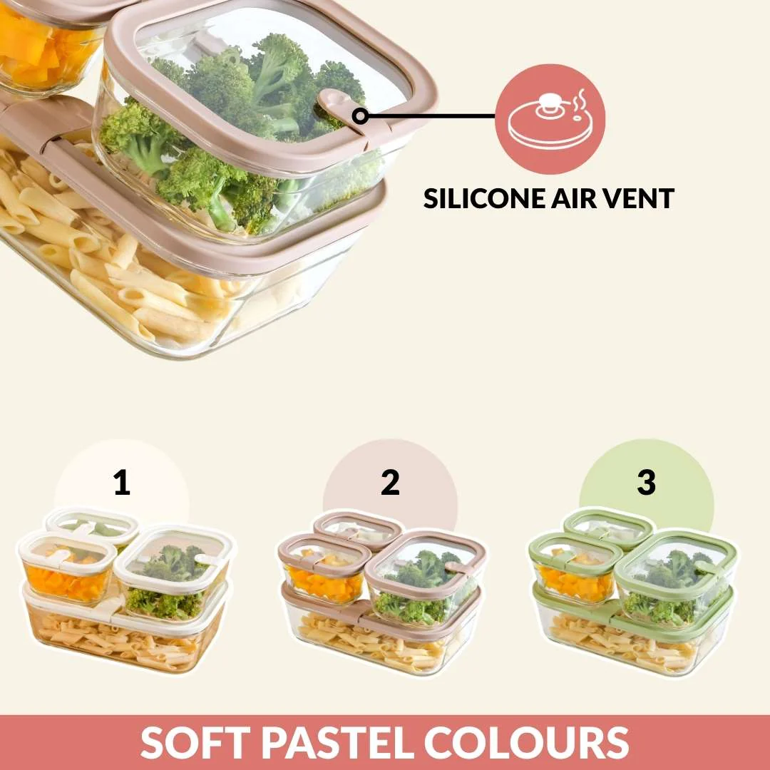 Vento Storage Container With Airtight Silicone Lid Set Of 4 370ml 930ml 2500ml Brown - Image 9