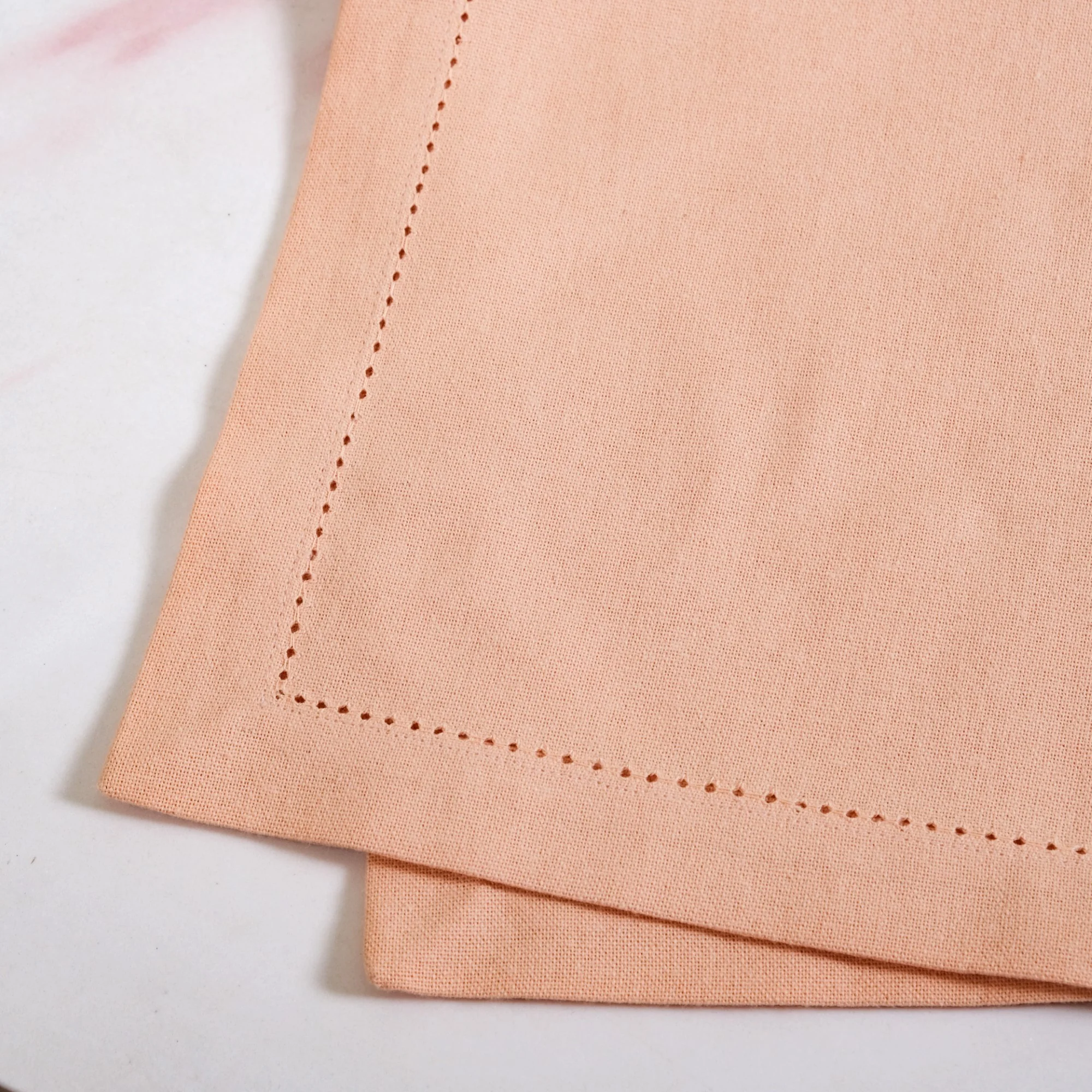 Ventosa Premium Cotton Hemstitched Dinner Napkins Set Of 6 In Peach - Image 5