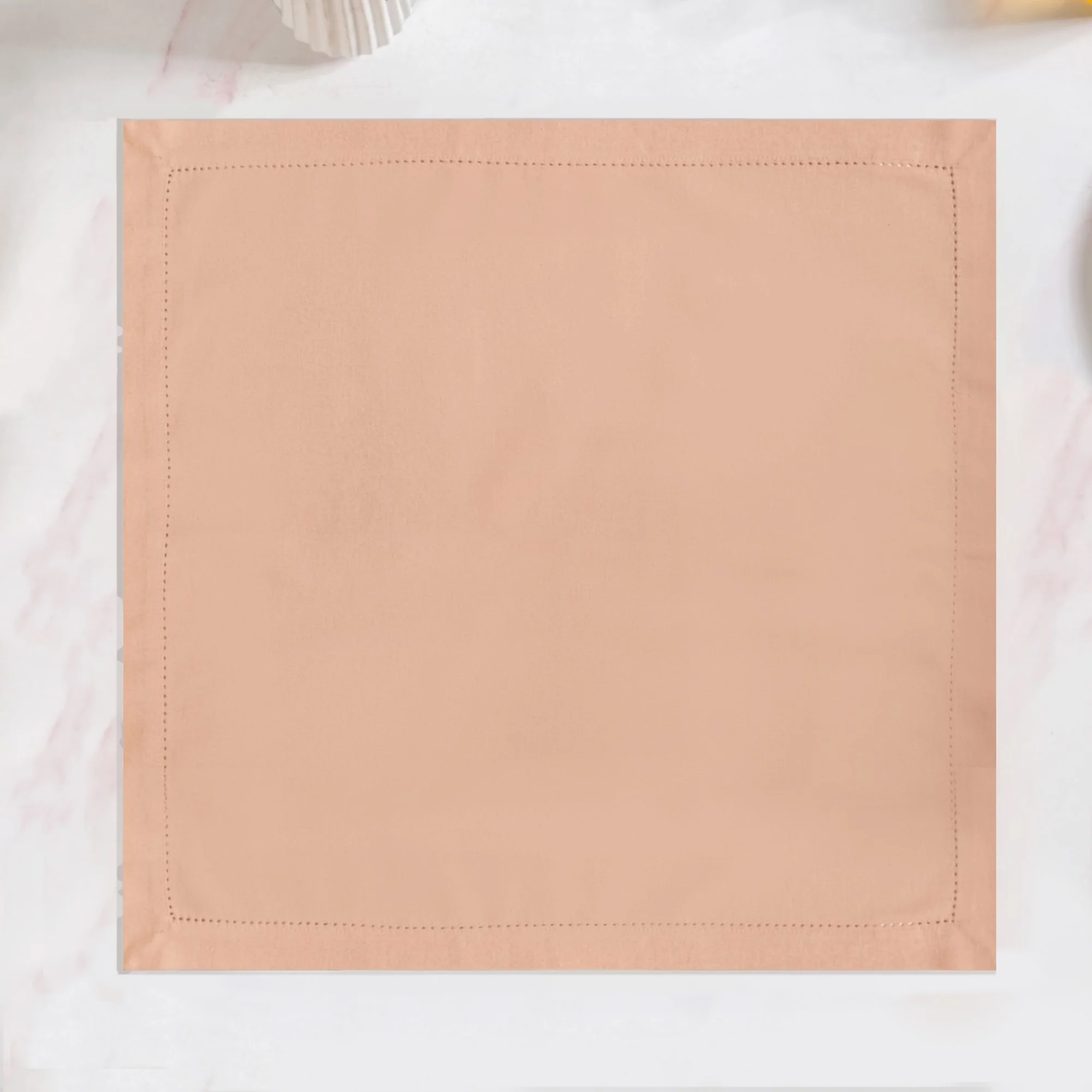 Ventosa Premium Cotton Hemstitched Dinner Napkins Set Of 6 In Peach - Image 6