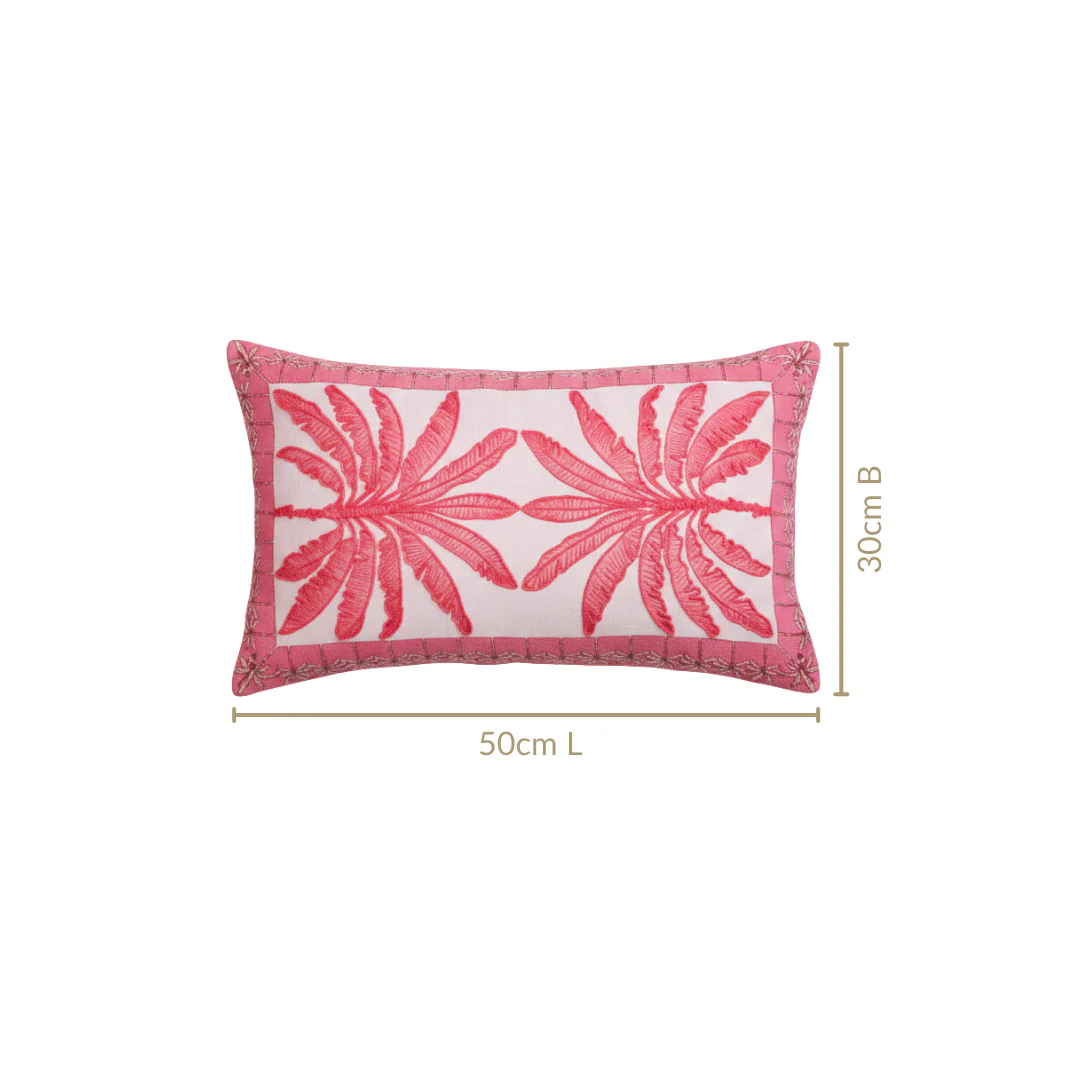 Vibrant Tropic Embroidered Cotton Cushion Cover 50x30cm - Image 3