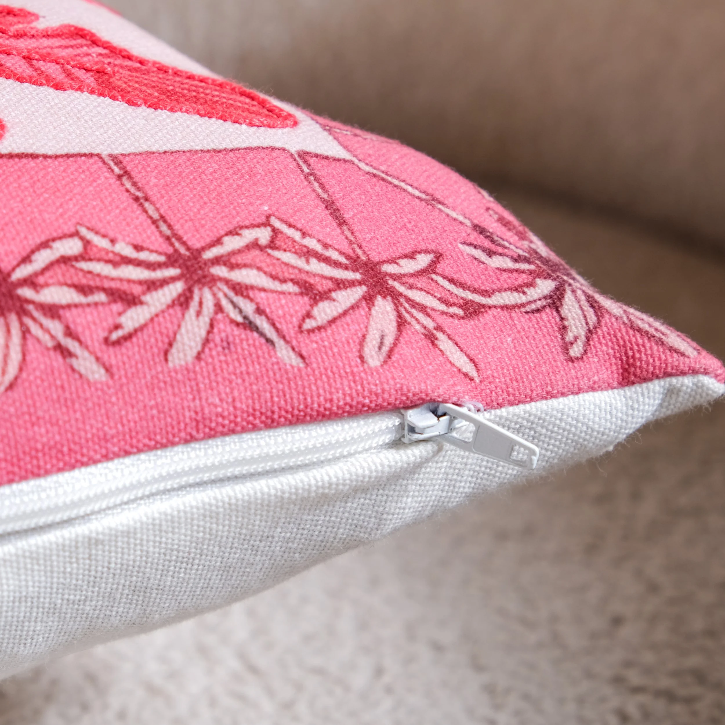 Vibrant Tropic Embroidered Cotton Cushion Cover 50x30cm - Image 7