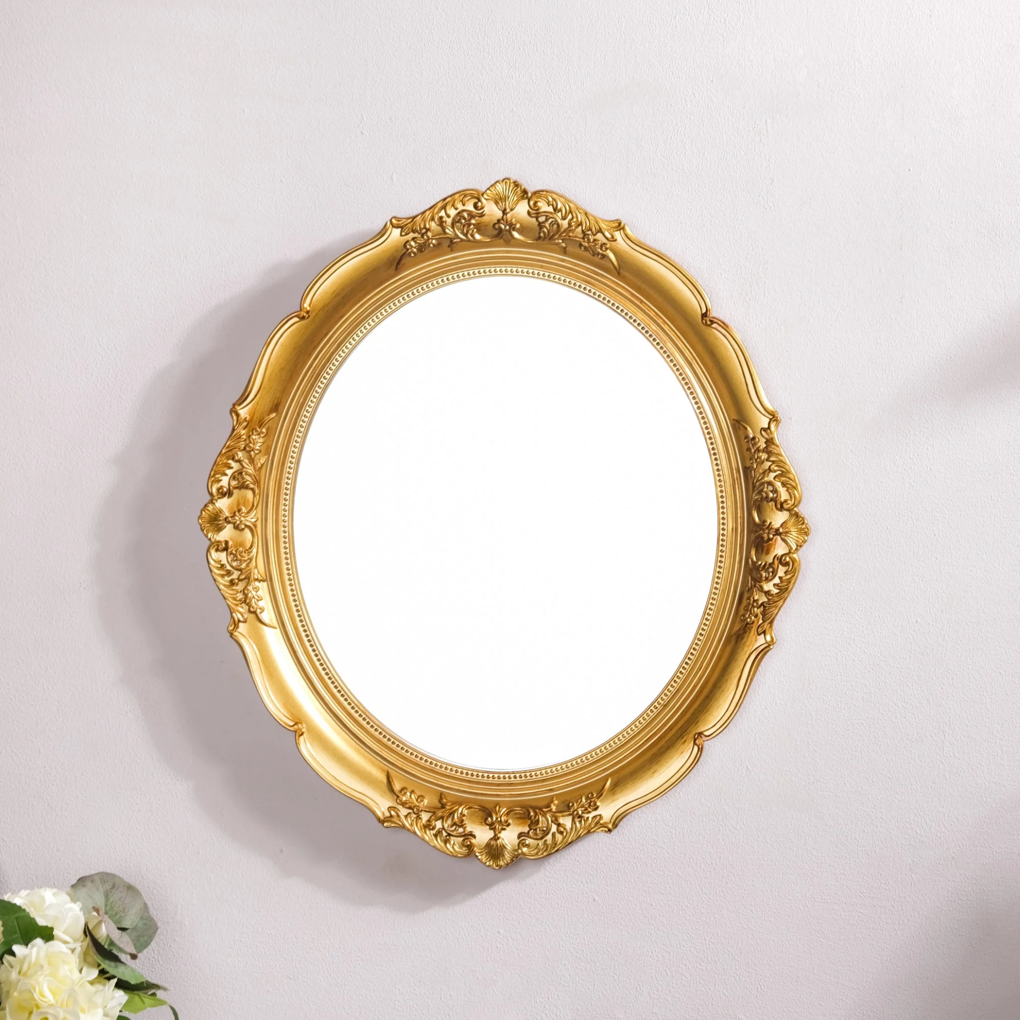 Vintage Oval Wall Mirror Gold - Image 6