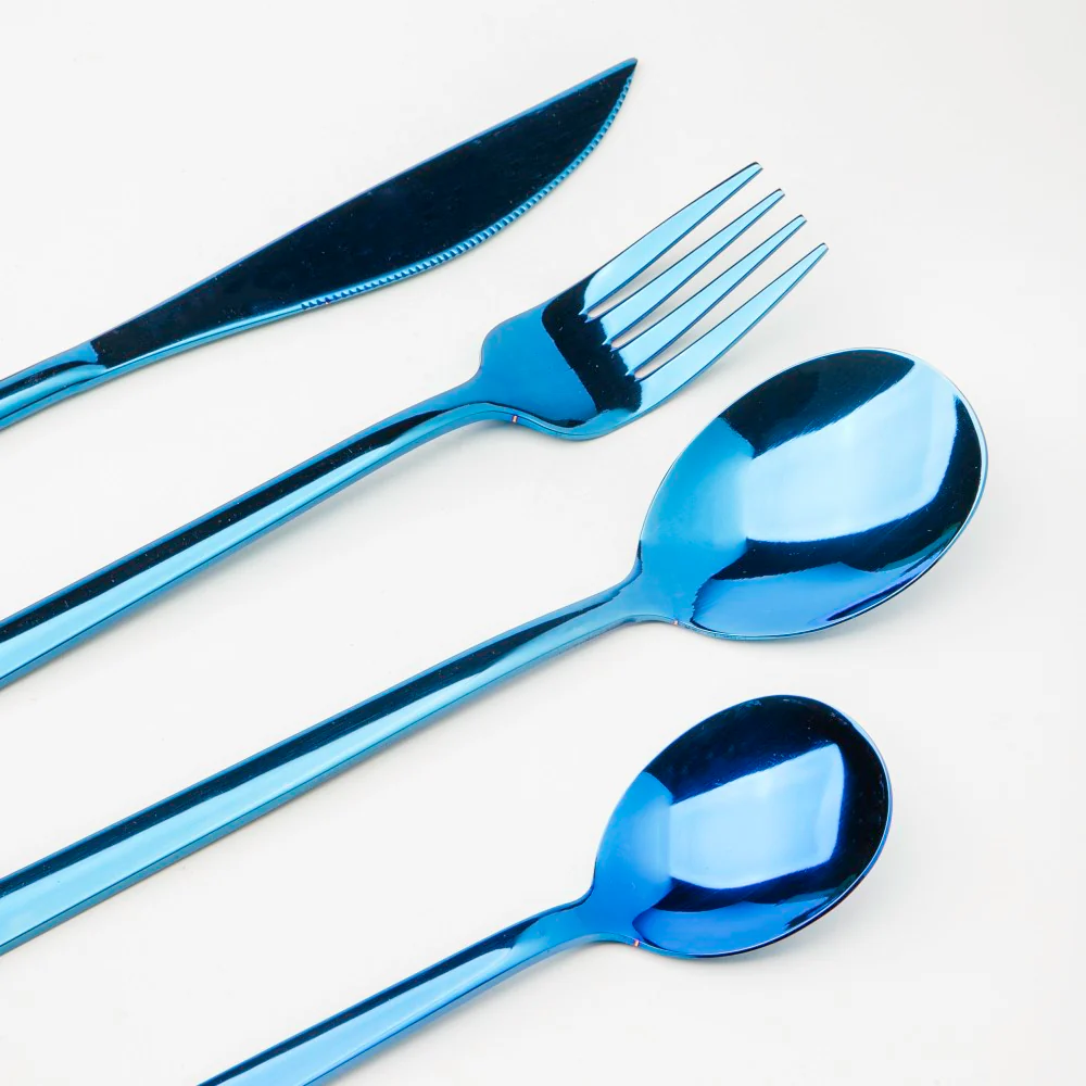 Vintage Stainless Steel Cutlery Set Of 4 Blue - Image 3
