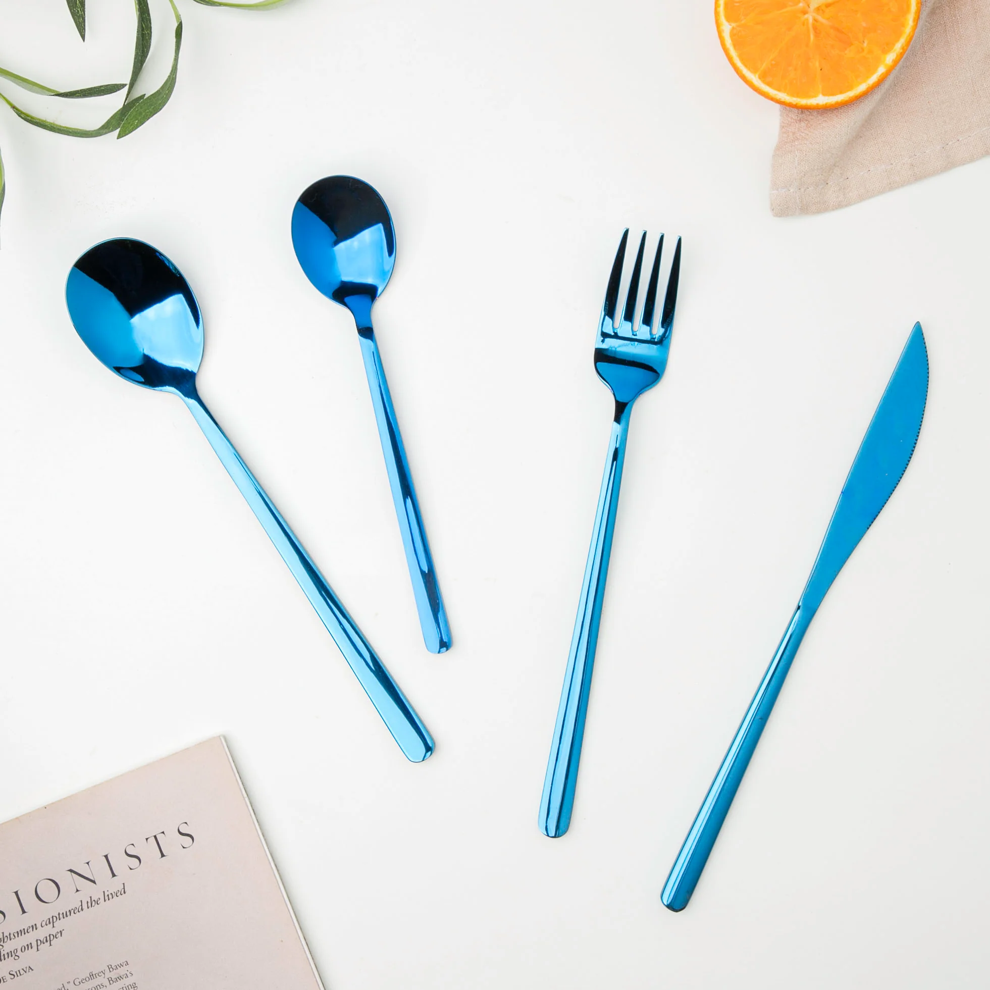 Vintage Stainless Steel Cutlery Set Of 4 Blue - Image 4