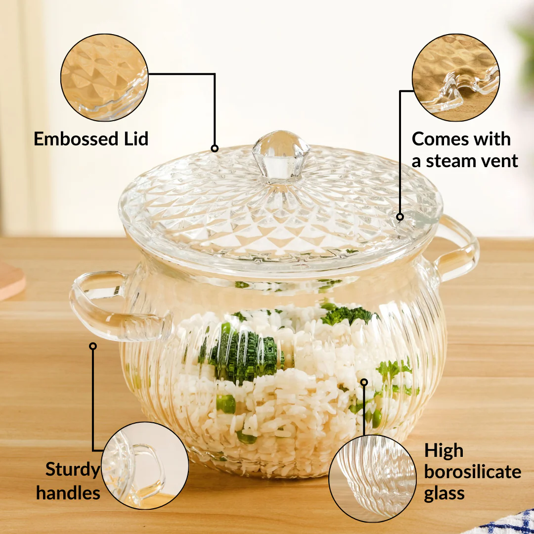 Vintage Style Embossed Cooking Pot 2000ml - Image 3
