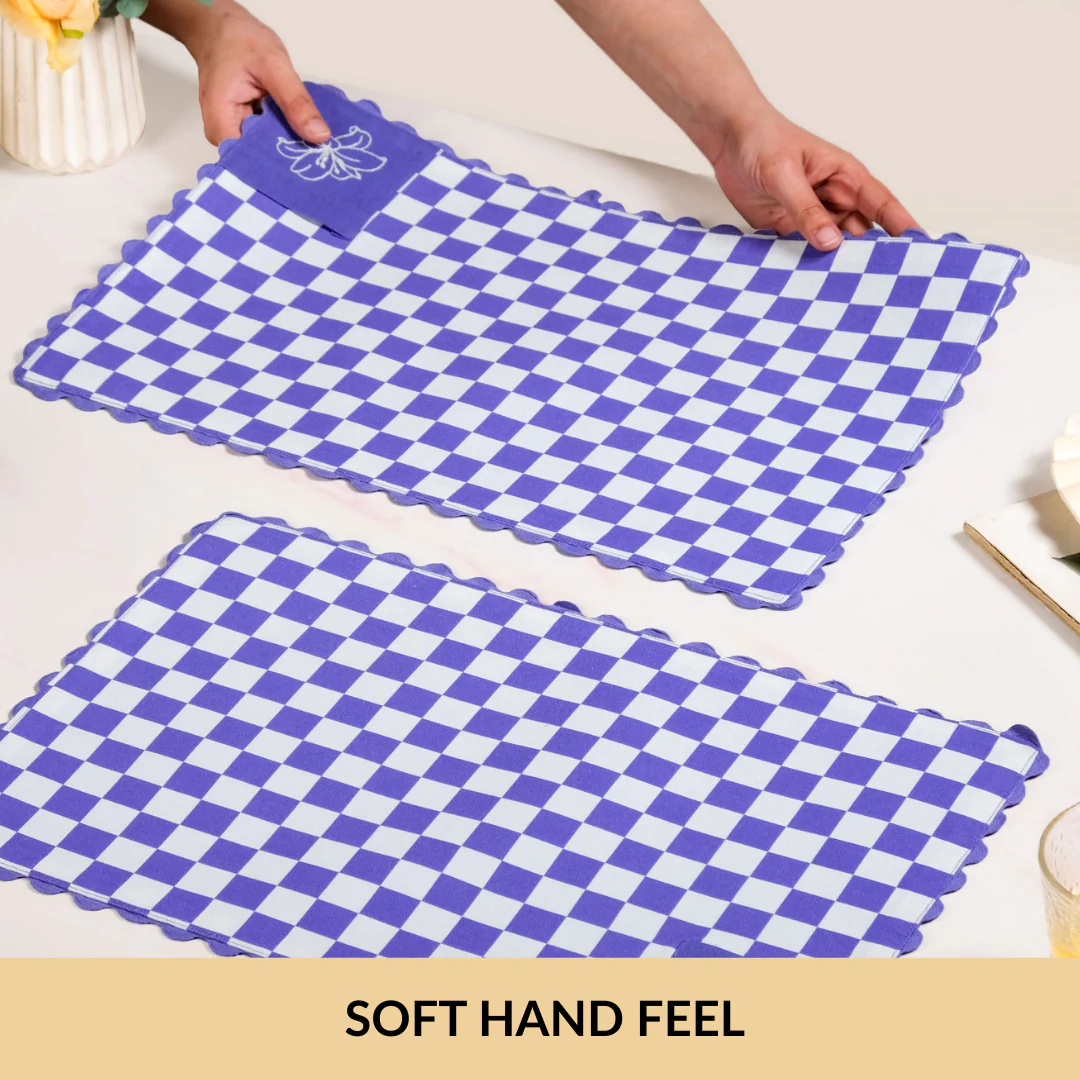 Violetta Cotton Embroidered Table Mat Purple Set Of 6 - Image 6