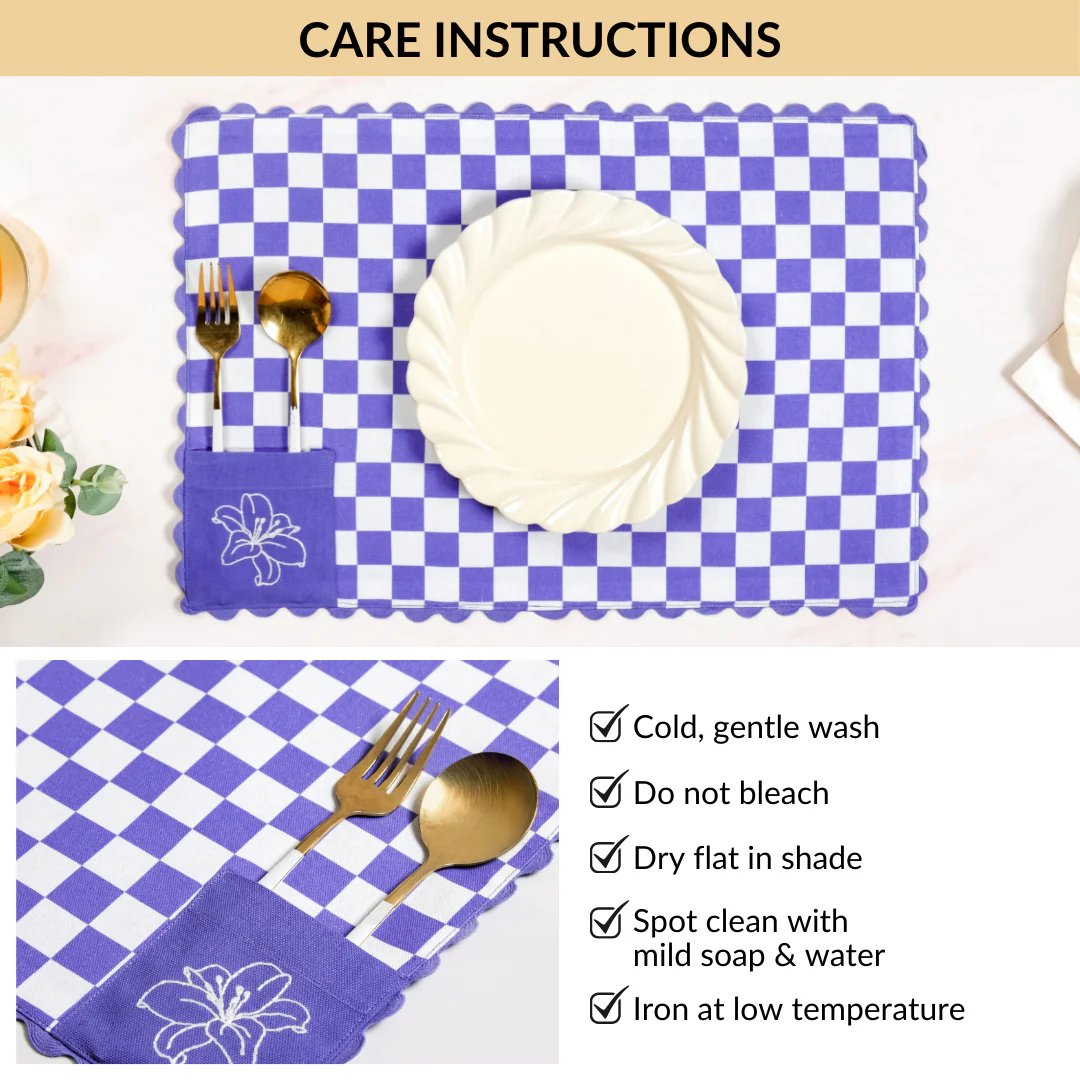 Violetta Cotton Embroidered Table Mat Purple Set Of 6 - Image 7