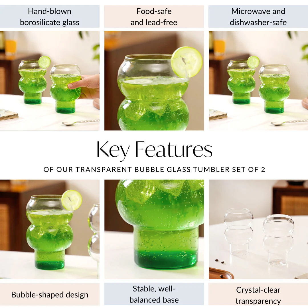 Viral Bubble Glass Tumbler Set Of 2 550ml - Image 5