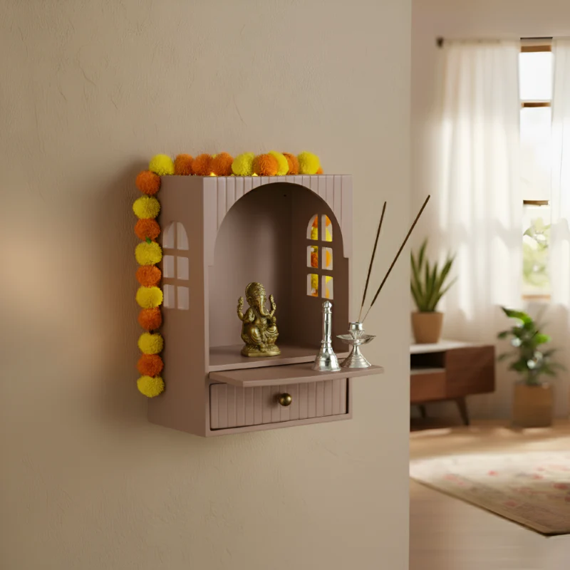 Wall Mountable Pooja Mandir For Home And Office Small 23x13x31cm - Image 10