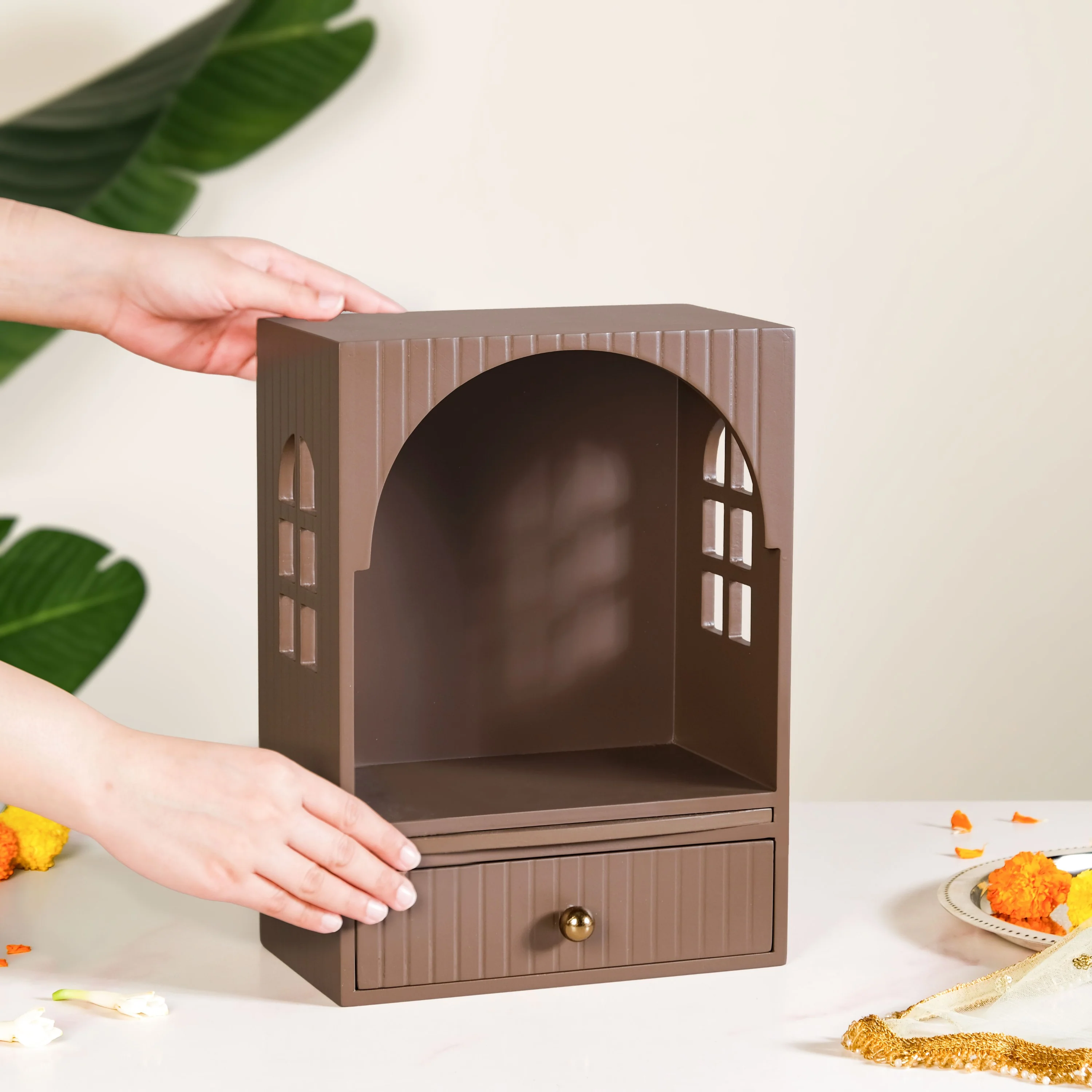 Wall Mountable Pooja Mandir For Home And Office Small 23x13x31cm - Image 3