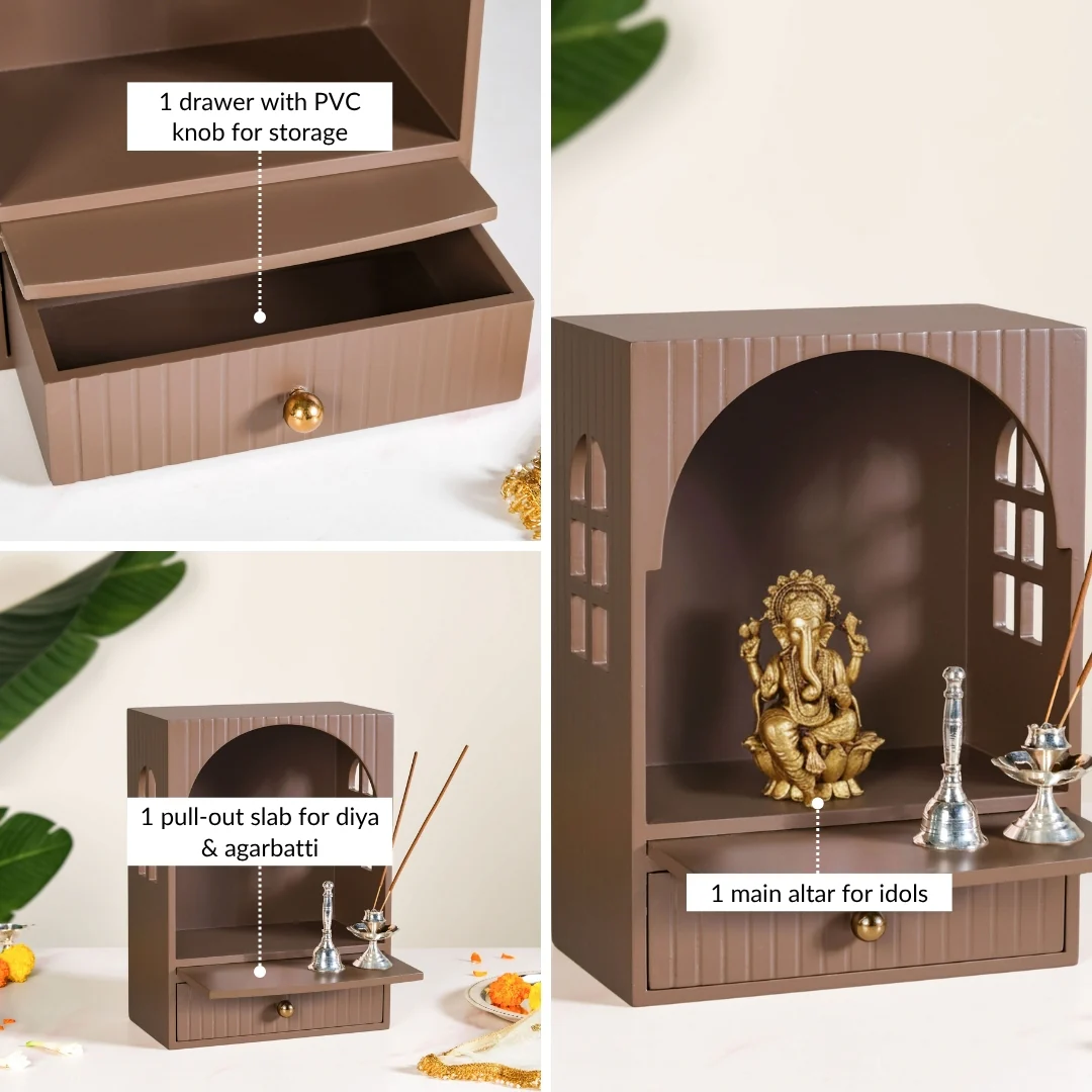 Wall Mountable Pooja Mandir For Home And Office Small 23x13x31cm - Image 6