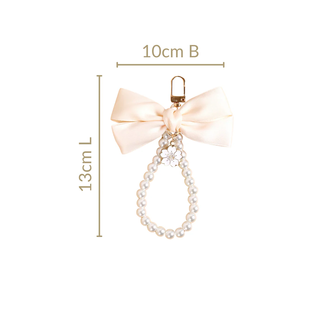 Whimsical Satin Bow And Pearl Keychain - Image 4