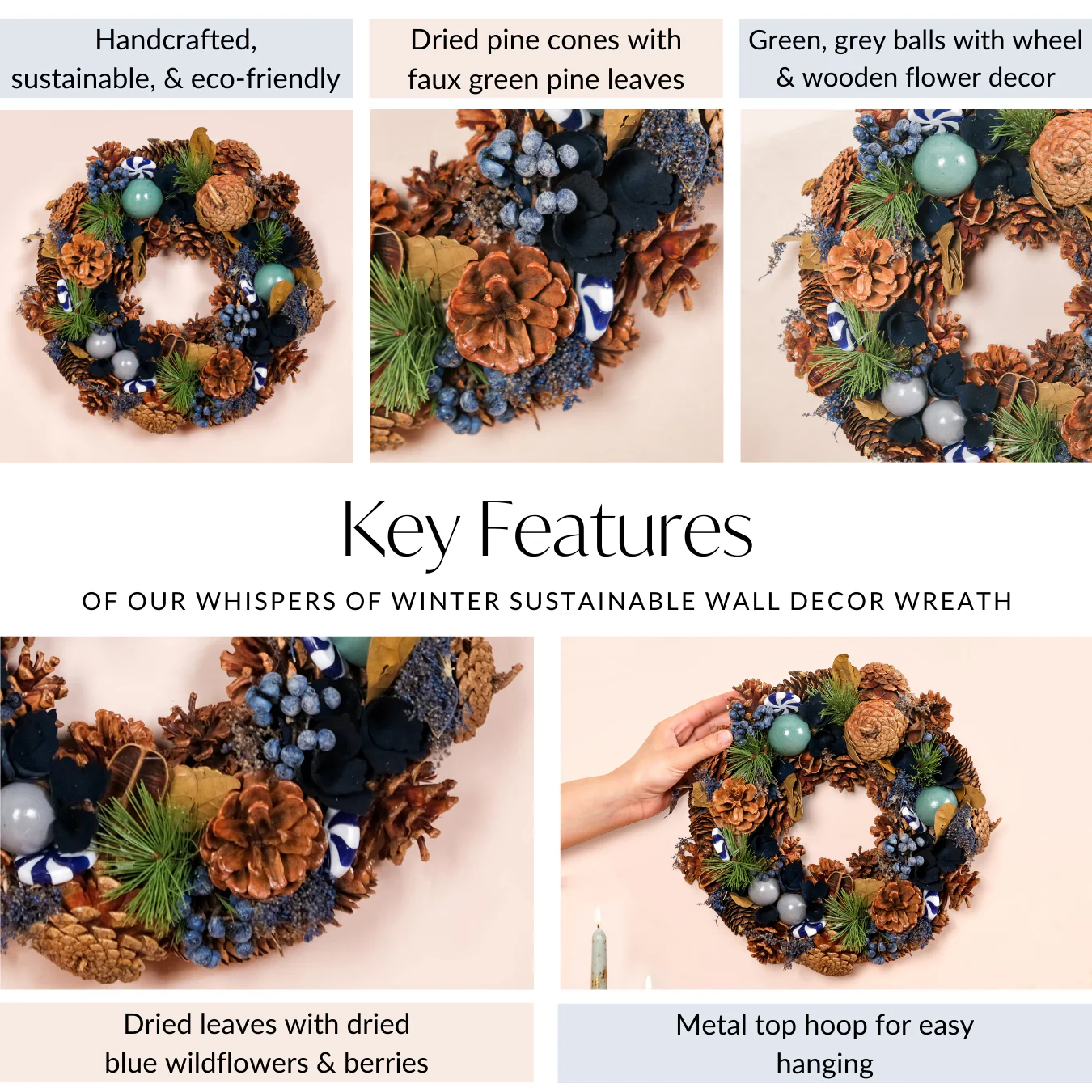 Whispers Of Winter Sustainable Wall Decor Wreath - Image 5