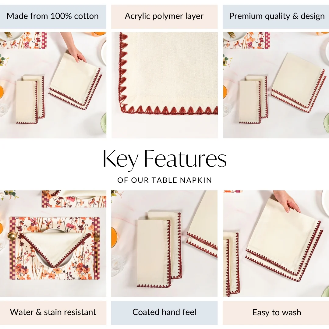 White Cotton Table Napkin Set Of 4 - Image 5