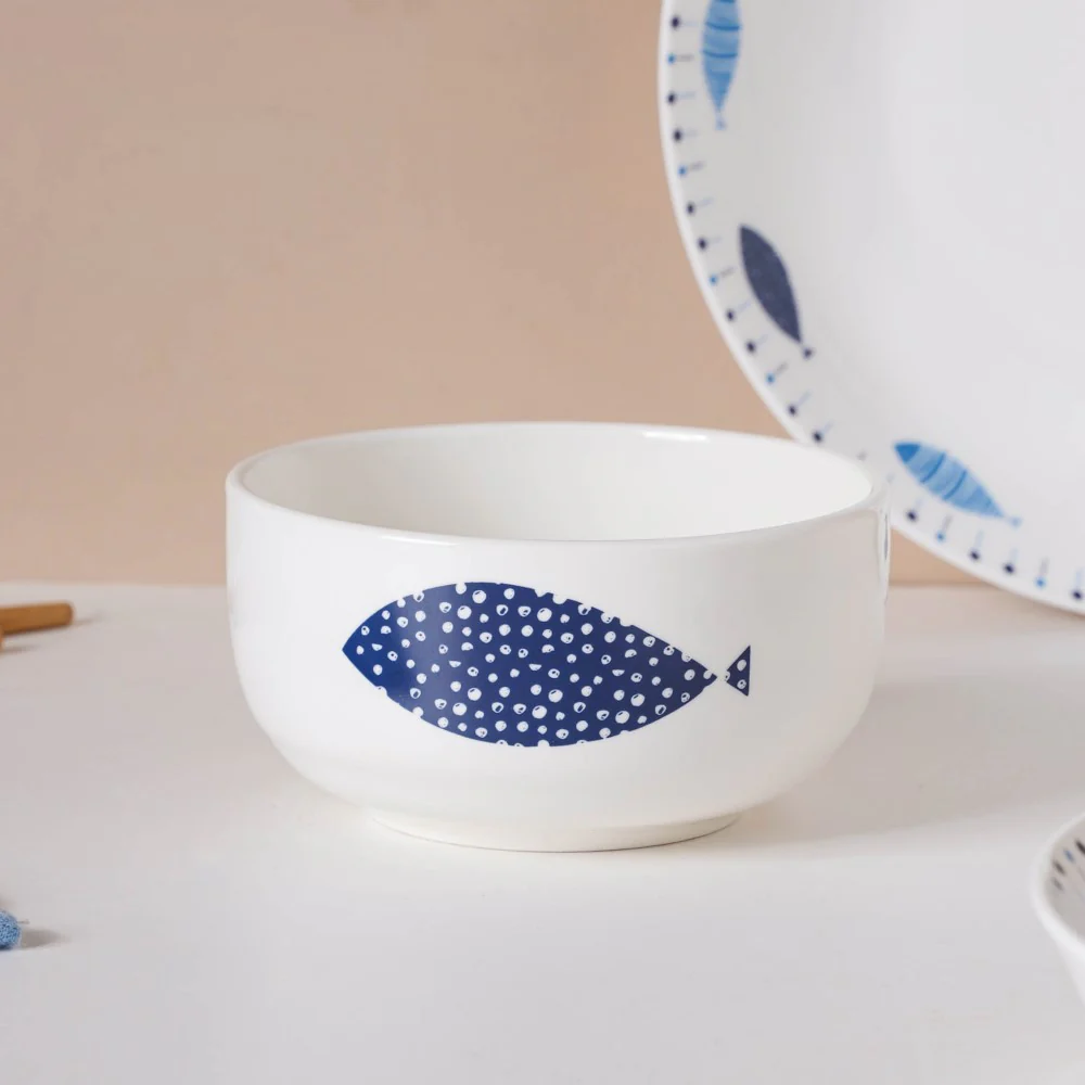 White Fish Pattern 16 Piece Crockery Set For 4 - Image 12