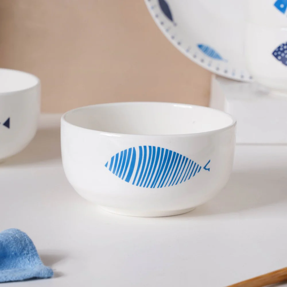 White Fish Pattern 16 Piece Crockery Set For 4 - Image 5