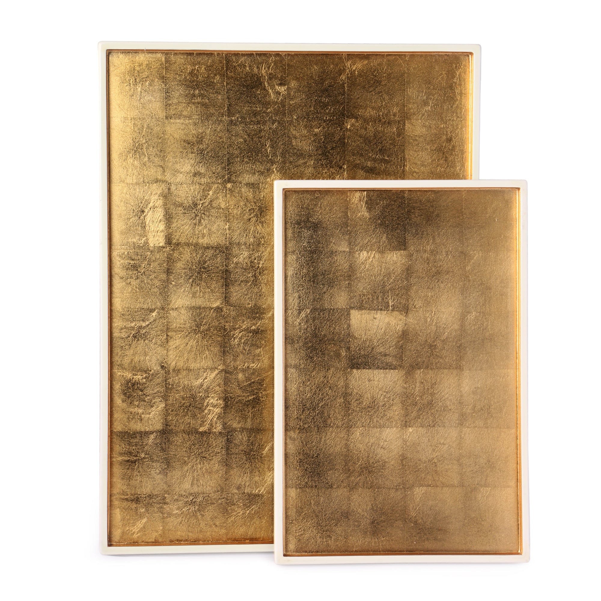 White & Gold Rectangle Lacquer Tray (Small) - Image 3