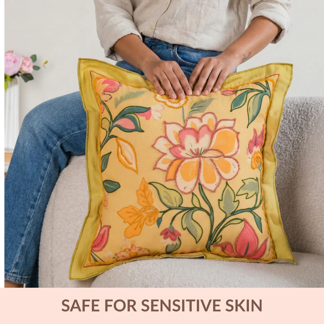 Wild Petals Embroidered Cotton Cushion Cover 40x40cm - Image 2