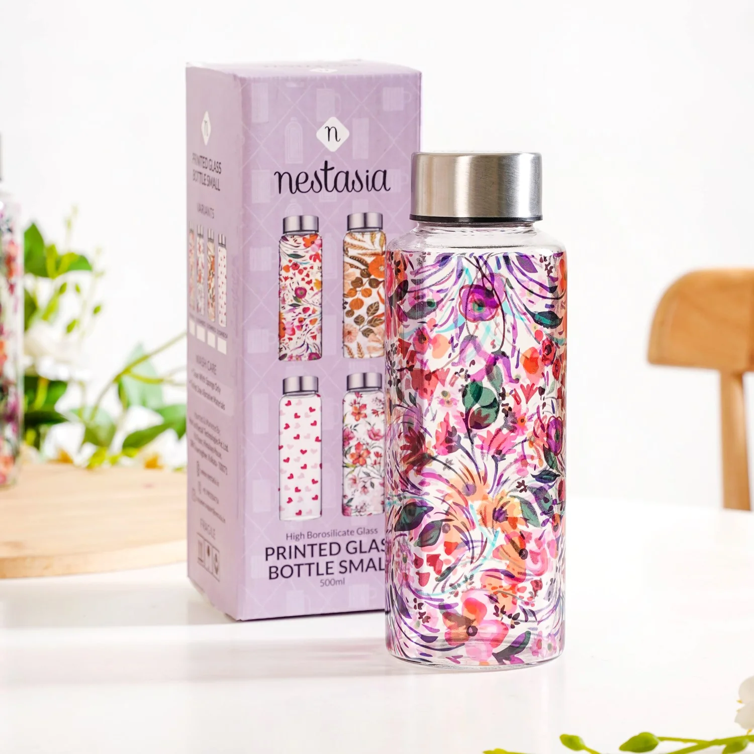 Wildflower Leakproof Glass Water Bottle 500ml - Image 3
