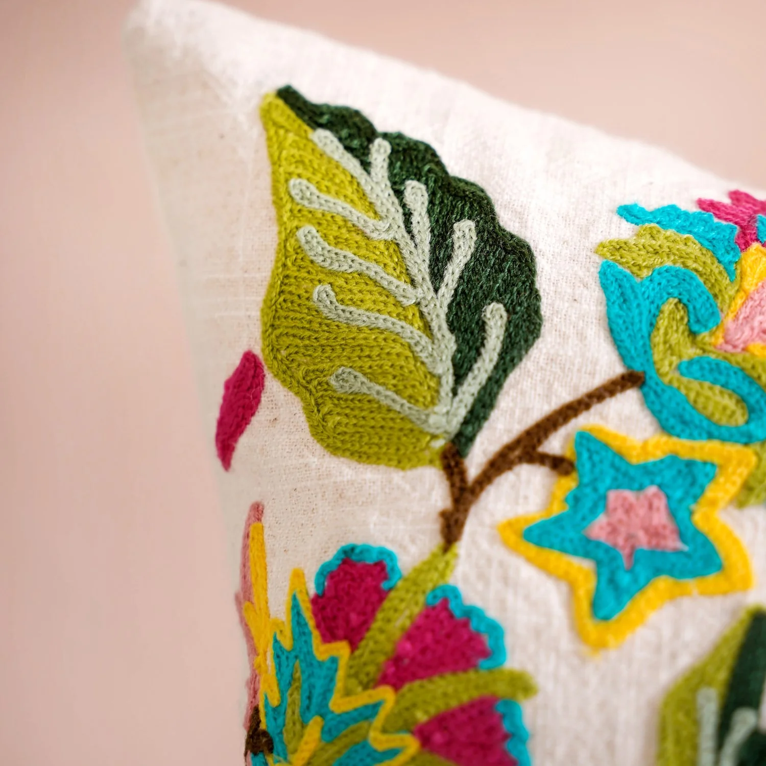 Wildflower Waltz Cotton Canvas Embroidered Cushion Cover 50x30cm - Image 6