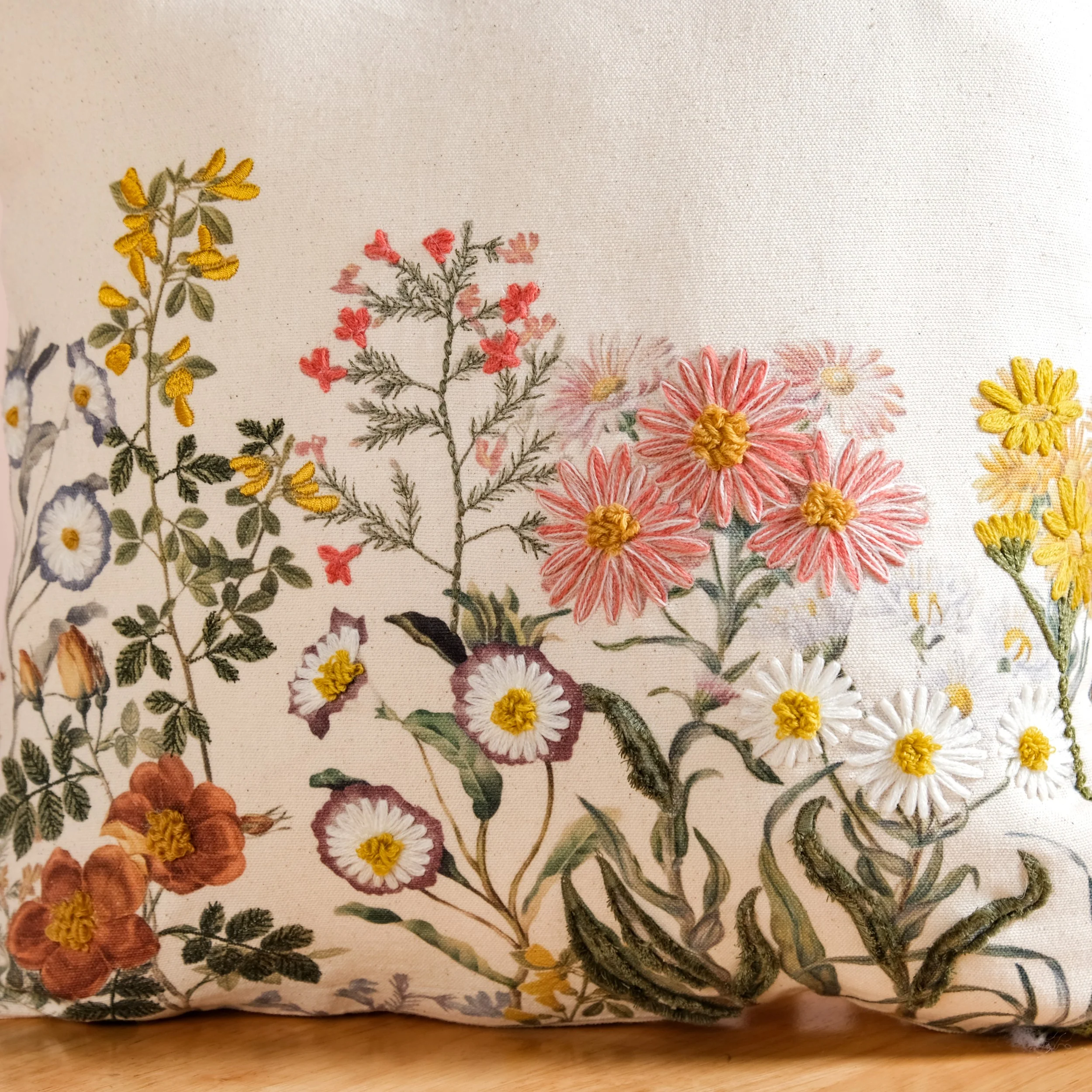 Wildflower Whisper Embroidered Cushion Cover 40x40cm - Image 3