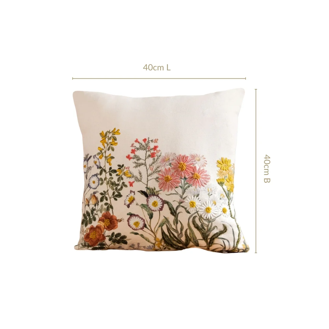 Wildflower Whisper Embroidered Cushion Cover 40x40cm - Image 4