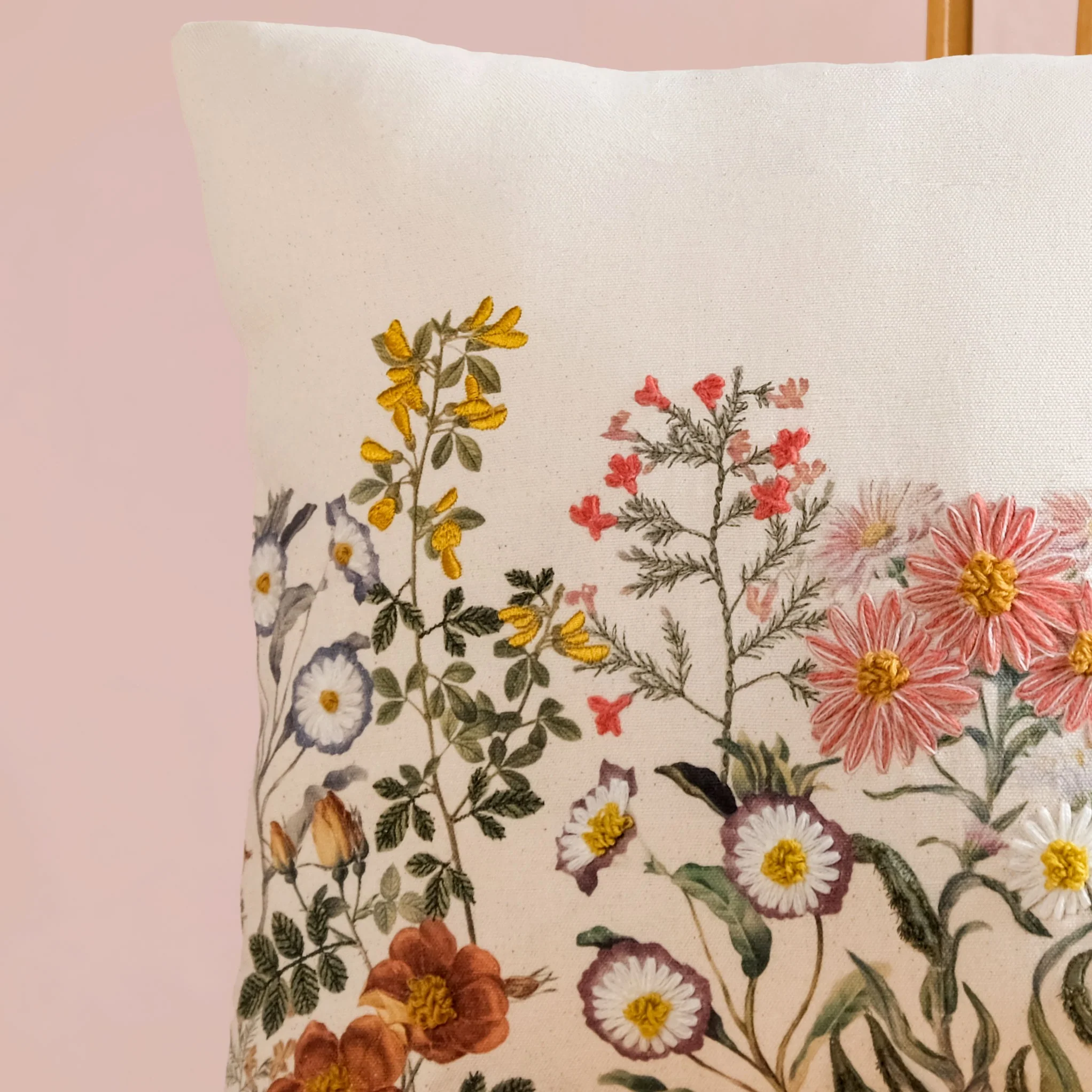Wildflower Whisper Embroidered Cushion Cover 40x40cm - Image 7