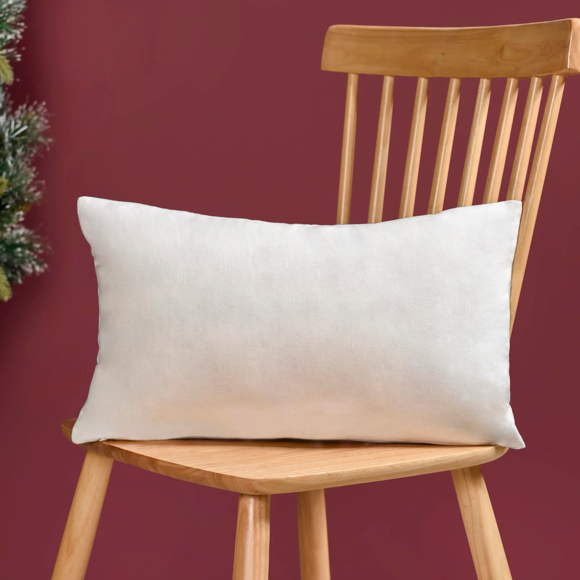 Winter Town Embroidered Cotton Cushion Cover 50x30cm - Image 8