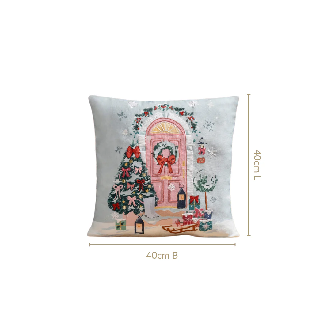 Winter Wonderland Embroidered Cushion Cover 40x40cm - Image 3