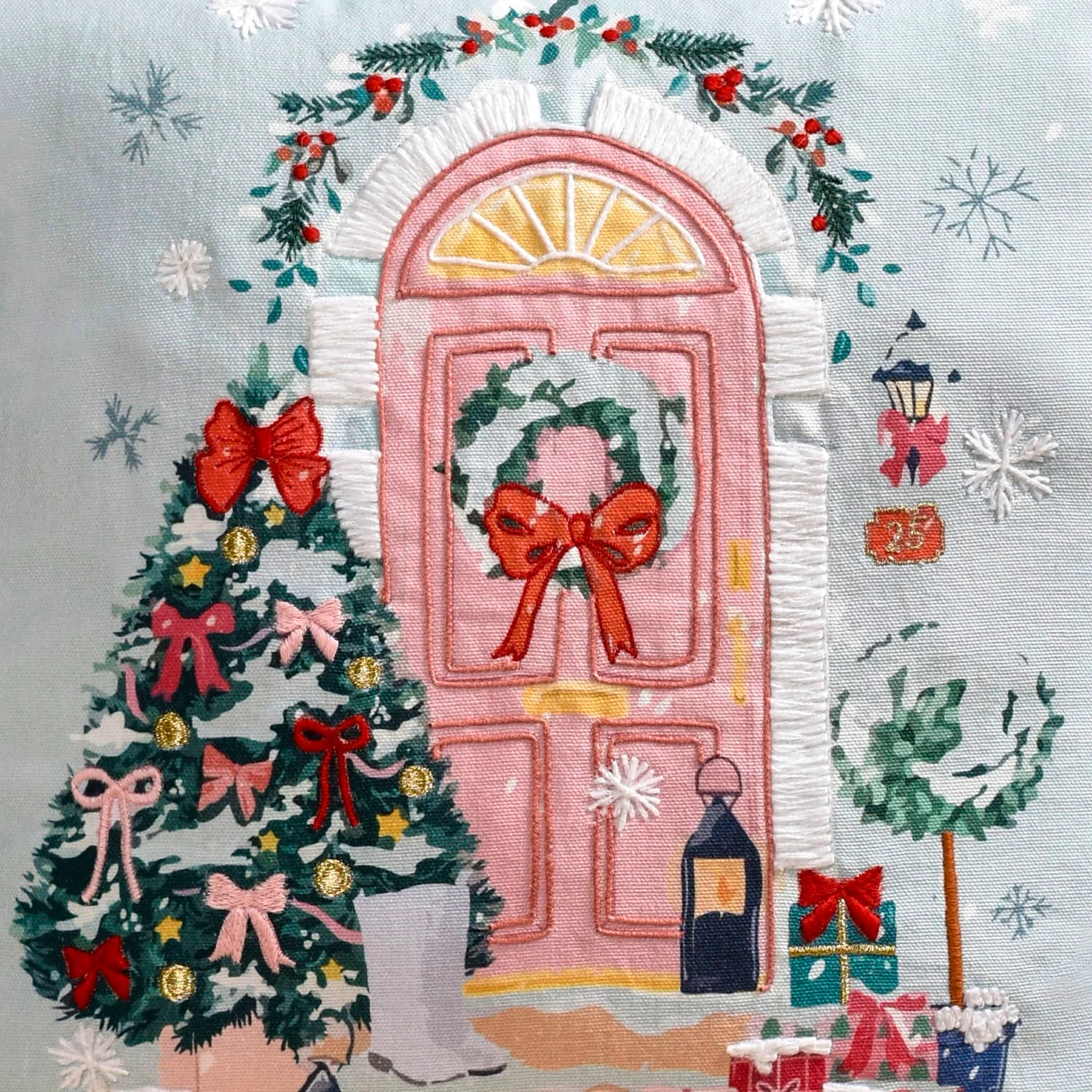 Winter Wonderland Embroidered Cushion Cover 40x40cm - Image 5