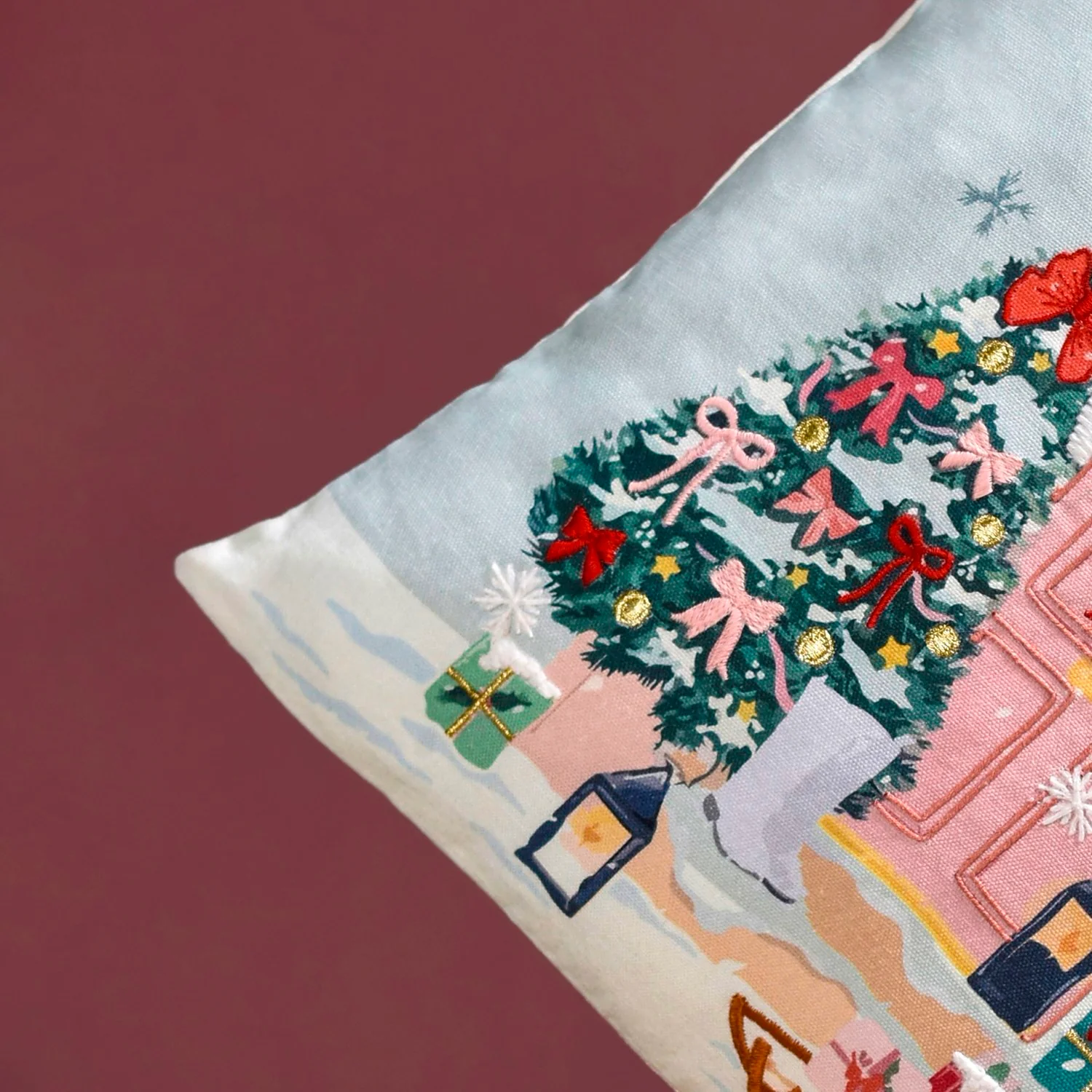 Winter Wonderland Embroidered Cushion Cover 40x40cm - Image 6