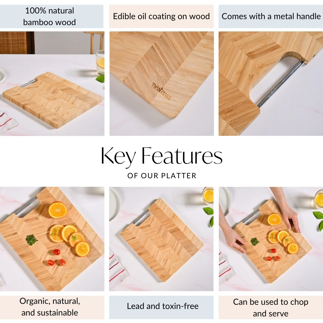 Wooden Platter With Metal Handle 12 Inch - Image 4