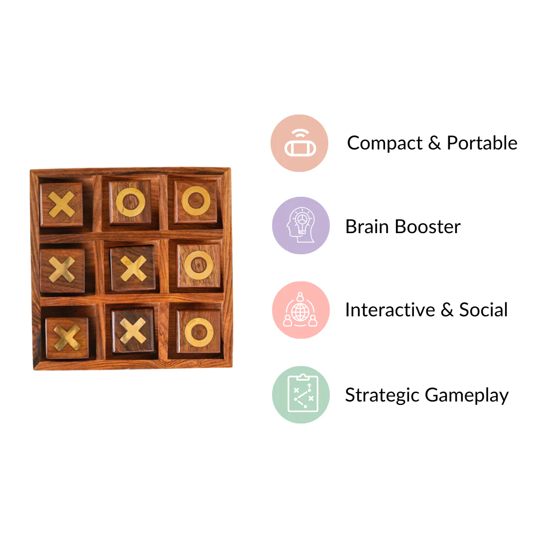 Wooden Tic Tac Toe Party Board Game - Image 5